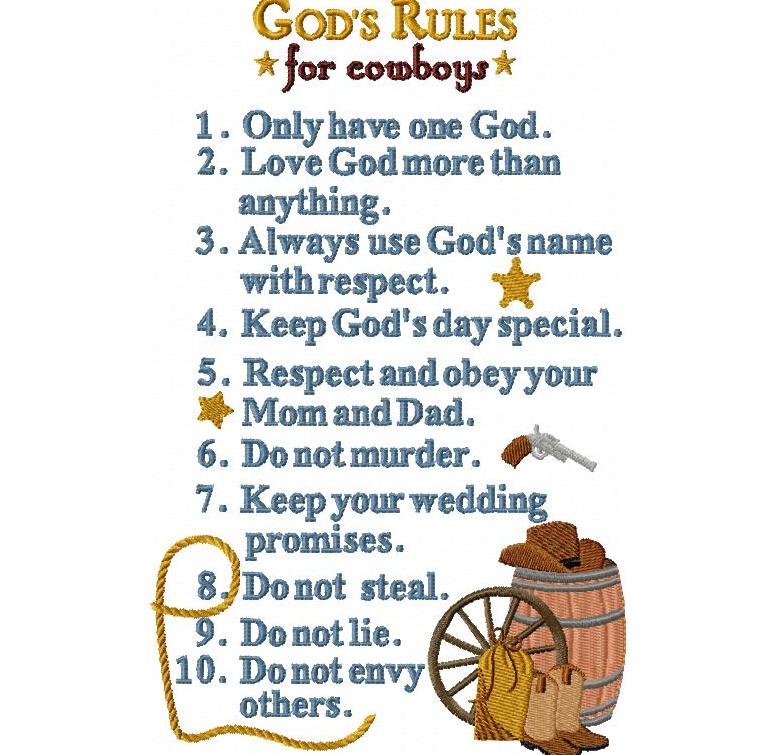 Ten Commandments for Cowboys – 5×7