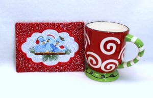 Winter Birdies Mug Rug