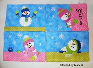 Snowmen Mug Rug Set