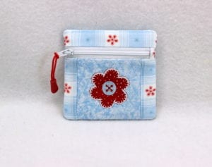 Zippered Applique Flower Coin Purse (5×7)