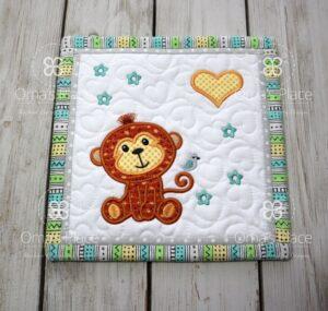 Monkey Quilt Block (8×8)