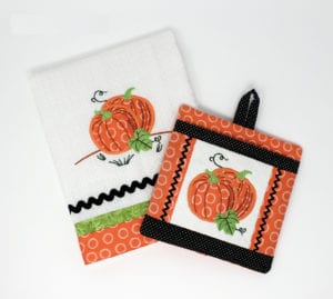 Pumpkin Applique and Potholder Combo