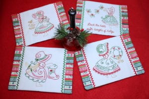 Christmas Bonnet Mug Rugs (5×7)