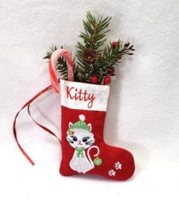 Christmas Cat Ornament Stocking (5×7)