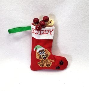 Christmas Dog Ornament Stocking (5×7)