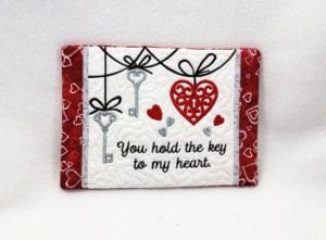 Heart Keys Mug Rug (5×7)