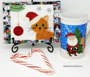Christmas Kitty Mug Rug (5×7)