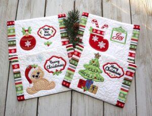 Applique Christmas Mug Rug Set