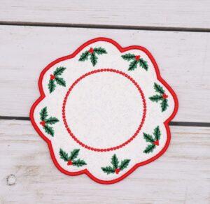 Holly Candle Mat (5×7)