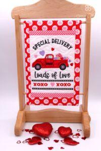 Hearts Truck Mini Quilt (7×11)