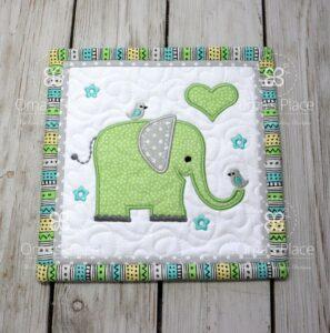 Elephant Quilt Block (8×8)