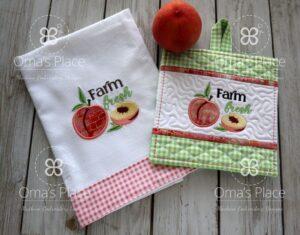Peaches Potholder and Towel Design